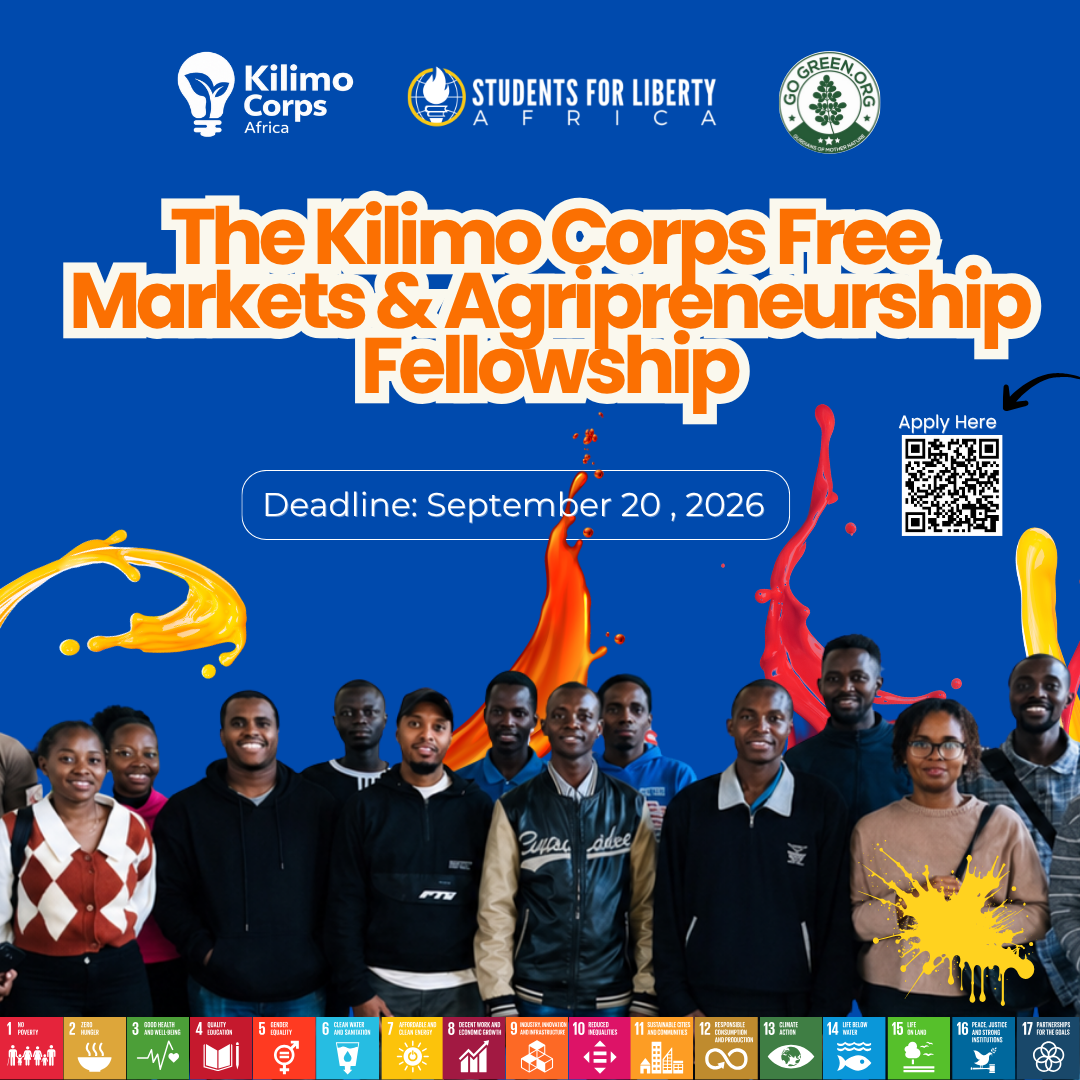 The Kilimo Corps Free Markets and Agripreneurship Fellowship 2026 application banner